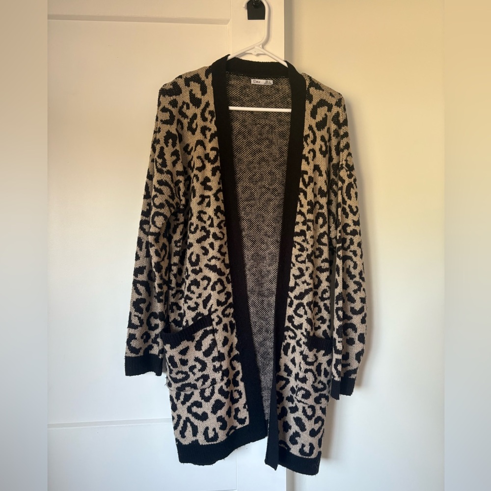 Dex Black and Tan Cardigan Sweater Relaxed Fit